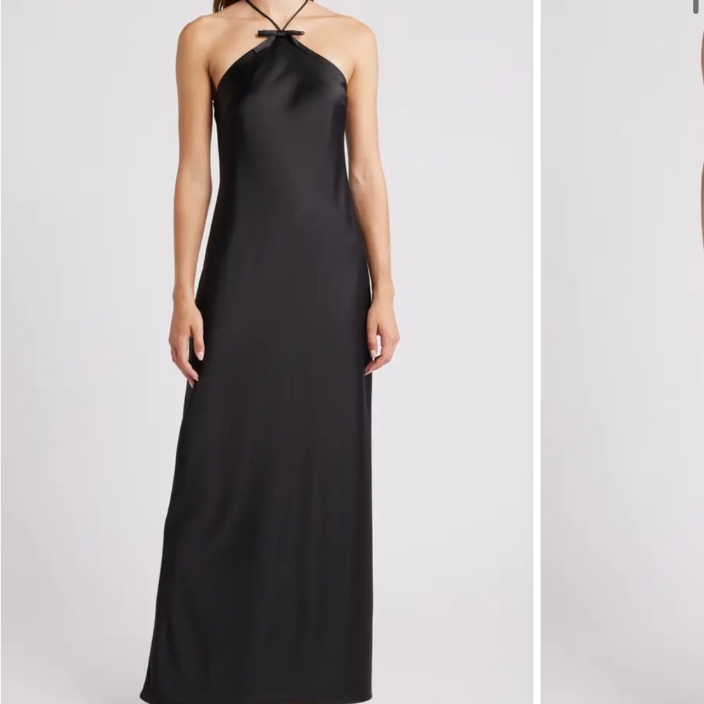 Black Satin Maxi Dress